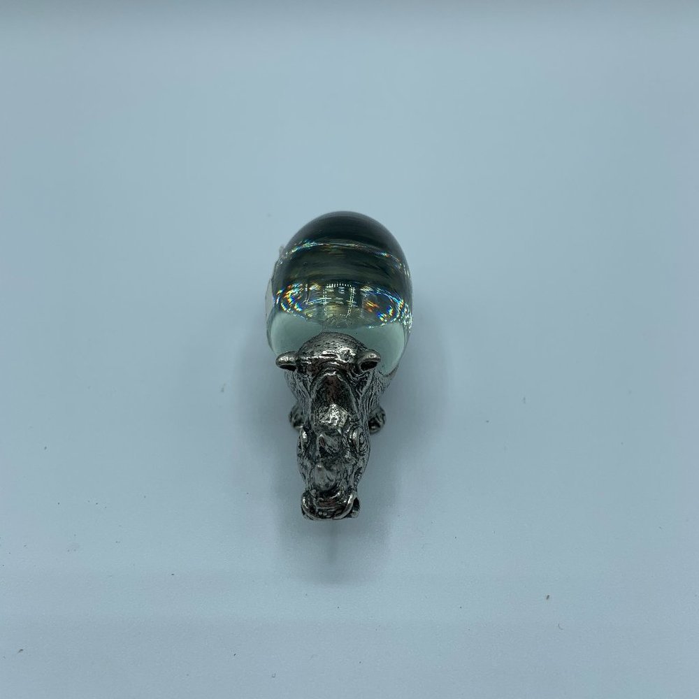 Vintage Glass And Pewter Ngwenya Rhino